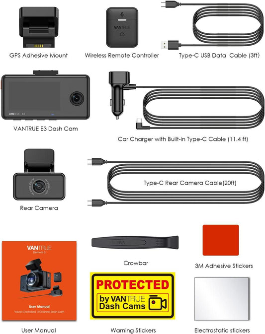 Vantrue Element 3 – 3-Channel Dash Cam