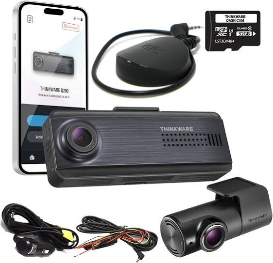Thinkware Q200 PRO Dual-Channel 2K QHD Dash Cam Bundle with GPS and Hardwire Kit